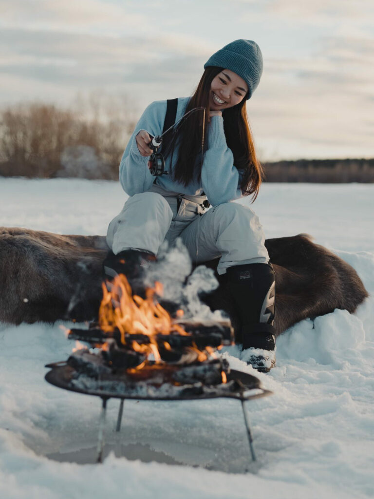 pêche sur glace avec feu